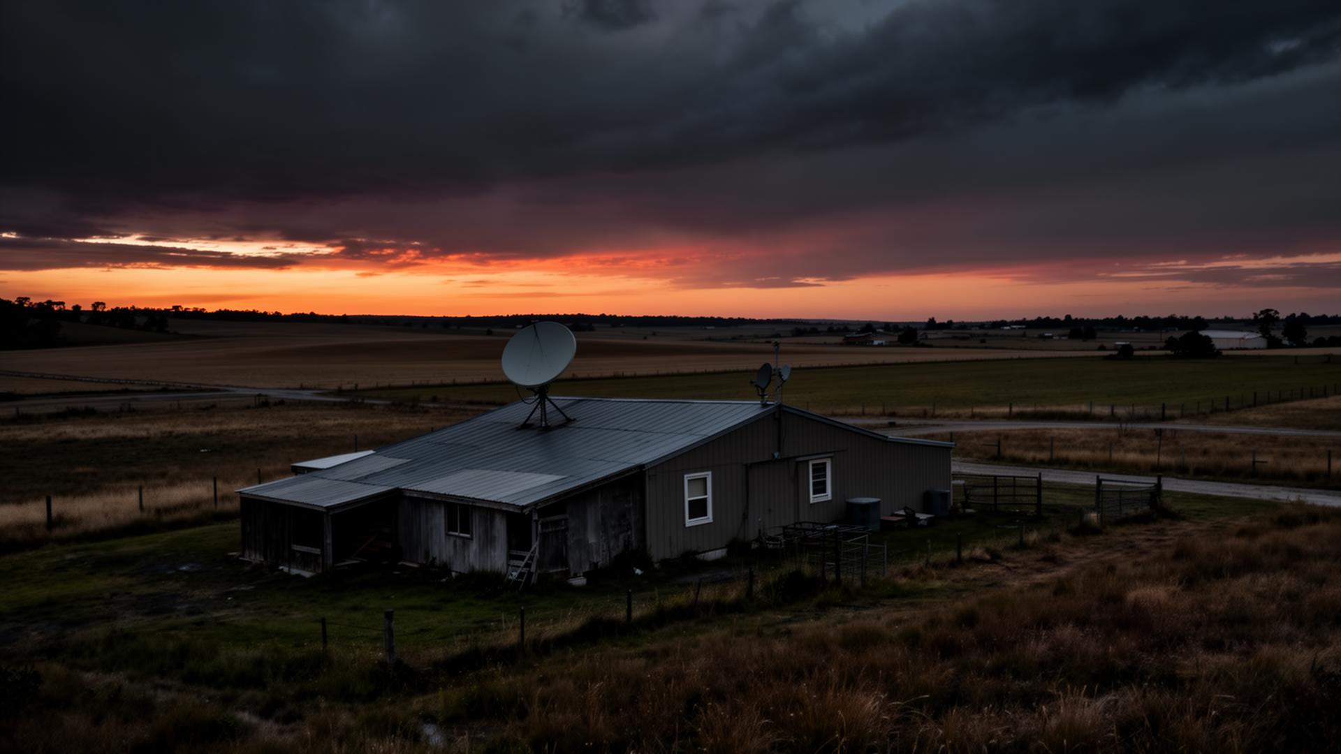 Propriedade rural com internet via satélite